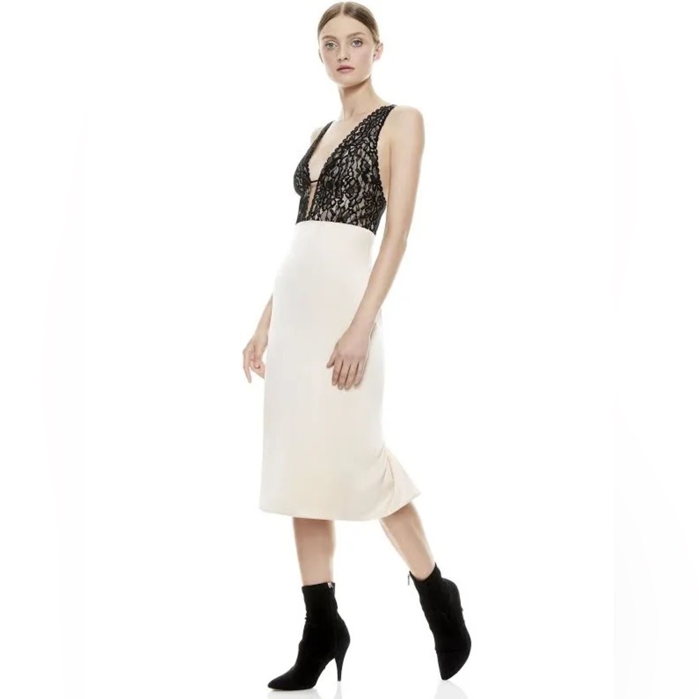 Alice and Olivia Vanita lace combo midi dress NWT size 2